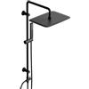 Görbach Colonna Doccia Acciaio Inox Senza Miscelatore Fori Muro Regolabili, Set Doccia a Pioggia con Doccetta a Mano e Soffione Doccia 35 x 25 cm Rettangolare, Nero