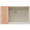 PRIMAGRAN Lavello sottotop Tutto Beige 76x47cm, Lavandino in Granito a 1 vasca + Sifone Classico + Tagliere, Lavabo da Cucina al Mobile 80cm - Prague Level S504