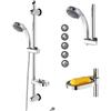 EUROSTAR by Eurogross Kit Asta Doccia Saliscendi regolabile 70cm con soffione 5 getti di acqua multifunzione, con tubo e portasapone, in ABS cromato, colonna per vasca da bagno