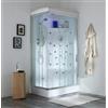 Kiamami Valentina - Cabina Doccia Idromassaggio Multifunzione | 16 Getti Verticali e Dorsali | Ante Scorrevoli e Vetro Temperato | Pavimento Antiscivolo, Illuminazione Interna, 70x90CM DX, Cristallo