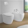 Inbagno Sanitari Filomuro in Ceramica Bianco Opaco con Copriwc Soft Close e Scarico a Tornado - Set WC e Bidet Linea Tokyo Design Moderno