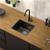 ML DESIGN modern living ML-Design Lavello da Cucina 34x40 cm Lavabo da Incasso Antracite Rettangolare in Acciaio Inox Lavello Sottopiano a 1 Vasca con Set di Scarico e Troppopieno Vasca Singola con Sifone Lavandino