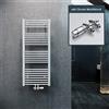 ELEGANT Termosifone da bagno 1200x500mm bianco Termosifone con attacco centrale Termosifone portasciugamani Termosifone per asciugamani con multiblocco cromato e termostato
