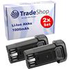 Trade-Shop 2 batterie agli ioni di litio per DeWalt DCB095, DCF680, DCF680N1, DCF680N2, DCF680G2F-QW, DCF682, DW4390, DCL023, sostituisce DCB080/7,2 V, 1000 mAh