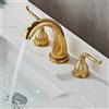 AMUCK Rubinetti da bagno for lavabo 3 fori, rubinetto lavabo in ottone bagno, beccuccio miscelatore doppi manici, rubinetto miscelatore lavello caldo e freddo, rubinetto lavabo bagno 2 maniglie, oro (Color