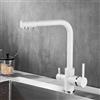 XJTNLB Rubinetto Cucina 3 Vie per Depuratore Bianco Rubinetto Lavello Cucina con Doppio Manopole Rubinetto a Osmosi Miscelatore Tre Vie