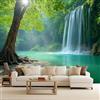 Generico Carta da Parati 3D Paesaggio Verde Foresta Cascata Murales 400x280 cm Tessuto Non Tessuto Fotomurale, Moderna Carta Parati Camera da Letto Opaco Wallpaper Per Soggiorno Camera Ragazzi Sala Ufficio