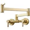 Homelava Rubinetti per riempimento pentola Rubinetto a parete per acqua calda e fredda Rubinetti in ottone Rubinetti da cucina pieghevoli da cucina Rubinetto per lavello commerciale(oro)