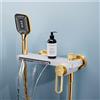XIAOXSIO Cascata Rubinetti da Bagno Montaggio a Parete Rubinetto Vasca Doccia Bagno Miscelatore Rubinetti con Doccia Attachment Bagno Vasca Filler Rubinetti Cromo, XIAOXSIO, Oro+bianco,