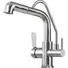 ZPSPZ Miscelatore Cucina 3 Vie con Doccetta Estraibile Cromato Rubinetto da Cucina Girevole Ottone Rubinetto da Cucina Tre Vie Estraibile-B