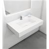 BELLOBATH Lavabo da appoggio in resina bianca 80x50x12 cm - Piano per il bagno con foro per rubinetto - Lavabo sospeso in resina
