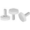 QUARKZMAN 30pz Manopole Zigrinate con Filettatura Maschio M4 x 10mm, Vite a Mano Pomelli di Bloccaggio con Maniglia in Plastica Asta Filettata, Bianco