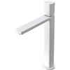 doporro Miscelatore Monocomando Alto per Lavabo Bagno Senza Leva, Rubinetto con Flessibili Acqua Calda Fredda in Ottone Bianco H 30,9 cm WAO-7901