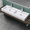 Mai & Mai Lavabo da Appoggio 140x48x13cm, Lavandino Bagno Colossum830 Lavabo da Marmo Fuso, due Fori per la Rubinetteria, Bianco opaco
