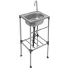 Shalmidor Lavabo in Acciaio Inox Commerciale 38 x 33 x 83 cm, Mobile Lavello da Cucina in Acciaio Inox, Lavandino Autoportante, con Rubinetto a 360°, Lavabo Multifunzione per Ristorante, Bar, Lavanderia