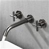 FQYEP Rubinetto A Parete per Lavatoio 3 Fori Miscelatore Lavabo Bagno Vintage Doppia Maniglia Ottone,Grigio