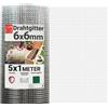 LUN FIX Rete Metallica Maglia Piccola 6x6 mm, Filo 0,65 mm, 1x5 m, Rete Recinzione Giardino Zincata, Antitopo Orto Rialzato, Recinzione Giardino Esterno per Pollaio, Voliera, Giardino