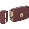 CISA 150171602N6, Serratura Applicare, Cilindro Interno, Catenaccio e Scrocco, Cilindro Standard, Acciaio Verniciato Color Rosso Amaranto, Entrata 60, Mano Sinistra