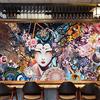 XLMING Decorazione murale pittura Carta da parati geisha giapponese tatuaggio ristorante giapponese sushi tatuaggio parete ukiyo-e carta da parati 3D fotomurali murale adesivo muro adesiva vi-200cm×140cm