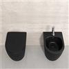 MarinelliGroup Sanitari a terra NERO OPACO filomuro RIMLESS scarico VORTICE bidet e vaso WC in ceramica con coprivaso softclose FAST VORTEX