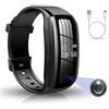 RNNTK Braccialetto Intelligente Nascosta Microcamera,Bracciale Sportivo Microcamera Spia Professionale Registratore, Telecamera Nascosta Registratore Monitoraggio Orologio Telecamera Spia Nero 8gb