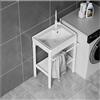 EFLAL Lavabo Lavanderia Utilità ,Lavello da Cucina Autoportante,Lavandino da Giardino Esterno,Lavatoio Ceramica,con Rubinetto,Componenti di Drenaggio,Supporto,per Garage,Cortile,Bianca ( Color : Round Fauce