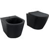 Parama Sanitari in ceramica sospesi nero opaco vaso rimless bidet sedile soft-close chiusura rallentata mod. Vienna