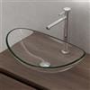 doporro Lavabo da Appoggio in Vetro Temperato Lavandino Bagno Ovale 53,5 x 35,5 x 16 cm Trasparente Lavello per WC Ospiti Design Moderno Minerva08