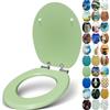 Sanfino® Premio Sedile WC ammortizzato - Copriwater Universale di alta qualità in legno, tanti motivi colorati, seduta comoda, facile da montare con istruzioni di montaggio incluse - Mint Green