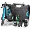 FLM SYSTEM Livella Laser Autolivellante 360° 16 Linee con Treppiede - Livello Laser Professionale con 2 Batterie, Telecomando e Valigetta, Precisione ±1mm per Edilizia e Installazioni