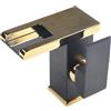 Generic Rubinetto a cascata a LED, miscelatore per lavabo da bagno, nero + oro, miscelatore freddo e caldo, 1 rubinetto miscelatore a cascata per lavabo