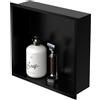 LuxeBath Nicchia a Muro in Acciaio Inossidabile 30x30x10 cm Nero Nicchia per Doccia con Telaio Ripiano Incorporato Nicchia Piastrellabile per Bagno Ripiano per Doccia Supporto di Stoccaggio Scaffale
