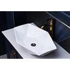 Omeere WP83 Lavabo da incasso in ceramica con design a diamante per piano di lavoro, 56,5 x 37,5 x 12 cm, bianco