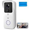 BINGNU Videocitofono, Videocitofono WiFi 5G 2.4G 1080P Tuya Smart, citofono wireless esterno, telecamera impermeabile, campanello con suoneria(White Option 1)