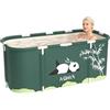 Plasaig Vasca da bagno portatile, vasca da bagno pieghevole da 115cm, vasca da bagno addensata a 7 strati con supporto in metallo, SPA (Stile Panda)