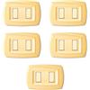 Electron CONFEZIONE DA 5 PLACCHE IN TECNOPOLIMERO, COMPATIBILE CON BTICINO MAGIC, 2 MODULI/POSTI DISTANZIATI, COLORE GIALLO PASTELLO, ALTA QUALITA', ARROTONDATE, DESIGN CLASSICO, PER INTERRUTTORI/PRESE