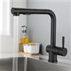 ZPSPZ Miscelatore Cucina con Doccetta Estraibile, Rubinetto Cucina Estraibile Acciaio Inossidabile Girevole Acqua Fredda e Calda Dual Mode Multifunzione Rubinetti da Cucina-Nero