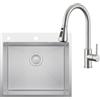 CECIPA 44x49 cm Lavello con Arco Rubinetto Cucina Estraibile, Lavandino Cucina 1 Vasca in Acciaio Inox per Mobile da 50cm