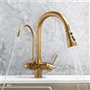 XDSMB Miscelatore Depuratore Acqua Cucina Ottone Antico 4 Modalità Rubinetto con Doccetta Estraibile Rotazione 360°,antico