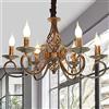 Lfoute Lampadario A Candela Francese Lampada A Sospensione Antica Lampadario Ferro Vintage E14 Regolabile in Altezza Stile Country Soggiorno Camera Da Letto Sala Da Pranzo Lampada Da Soffitto Rustico