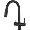 XJTNLB Rubinetto Cucina 3 Vie con Doccetta Estraibile Miscelatore Cucina Nero con Doppio Manopole Rubinetto Depuratore Acqua 3 Vie
