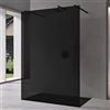 Mai & Mai Box Doccia Walk-In 140x200cm, Parete Doccia in Vetro Grigio 10mm Vetro di Sicurezza ESG con 2 Bracci Sostegni Telescopici MMBR3 Nero