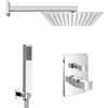 Inbagno Set doccia da incasso completo di miscelatore con deviatore, braccio con soffione 30x20 cm e kit con doccino, presa acqua e flessibile, LOTUS