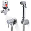Xcel Home CAW TH Set Doccia termostatico Bidet, doccetta WC in Ottone igienico Shattaf, Finitura cromata