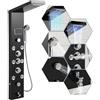 Eikuavons Pannello LED con rubinetto, colonna doccia 6 in 1 in acciaio inox 304, con 5 funzioni (pioggia, cascata, massaggiante, a mano) nero