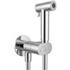 Inbagno Idroscopino Per WC E Bidet In Ottone Cromato Dal Design Tondo Completo Di Doccetta Doppia Funzione, Miscelatore Con Corpo A Incasso E Flessibile Da 120 Cm