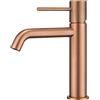 MICE COLLECTION MICE - Rubinetto monocomando per lavabo in ottone - 2 vie acqua fredda/calda - Rubinetteria da bagno per lavabo colore nero opaco (oro rosa spazzolato)