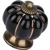 Tyenaza Pomelli in Ceramica a Forma di Zucca, Manopole per Cassetti 5 x 5 cm Pomelli per Mobili Vintage con Viti per Armadi, Cassetti, Armadi, Armadi Dipinti a Mano (Nero)