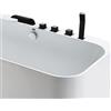 Sengfwin Rubinetto per vasca da bagno 5 fori cascata set doccia rubinetto rubinetto vasca tre maniglie beccuccio cascata e doccetta vasca con doccetta estraibile e tre maniglie