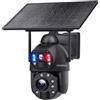 SHIWOJIA Telecamera di sorveglianza WiFi esterna senza fili solare, 6 MP 36 x Zoom Camera Esterna senza fili, Doppia lente, Rilevamento Umano, Visione Notturna Colore